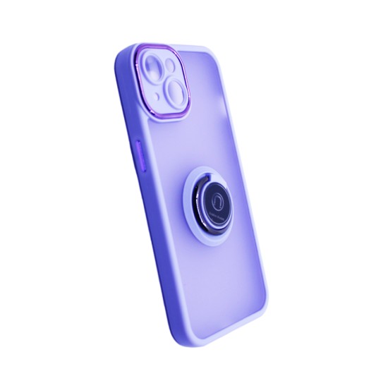 Case with Support Ring For Apple iPhone 14 Smoked Purple Case with Support Ring For Apple iPhone 14 Smoked Purple